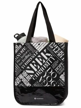 Lululemon Manifesto Reusable Tote Bag Black White Gym Yoga Carryall